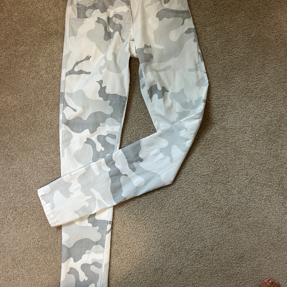 Gray and White Camouflage Pants